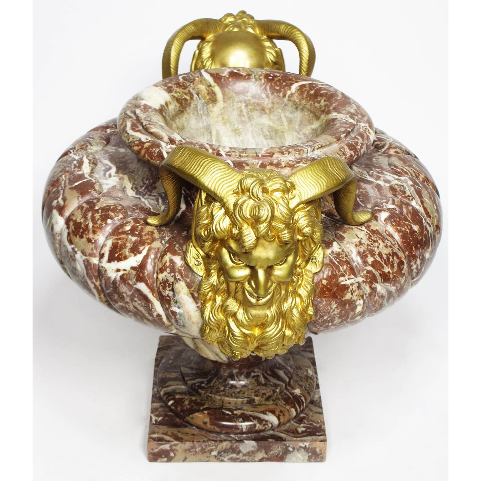 French 19th Century Louis XV Style Marble and Gilt-Bronze Mounted Planter-Urn 1