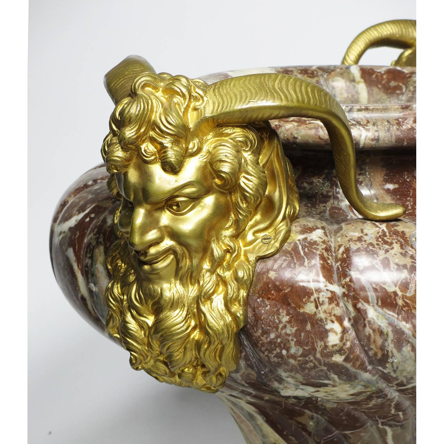 French 19th Century Louis XV Style Marble and Gilt-Bronze Mounted Planter-Urn 2