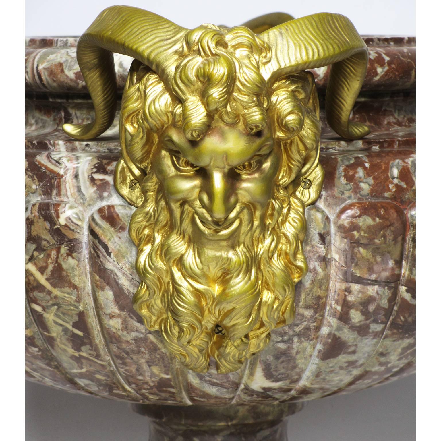French 19th Century Louis XV Style Marble and Gilt Bronze-Mounted Planter-Urn In Good Condition In Los Angeles, CA