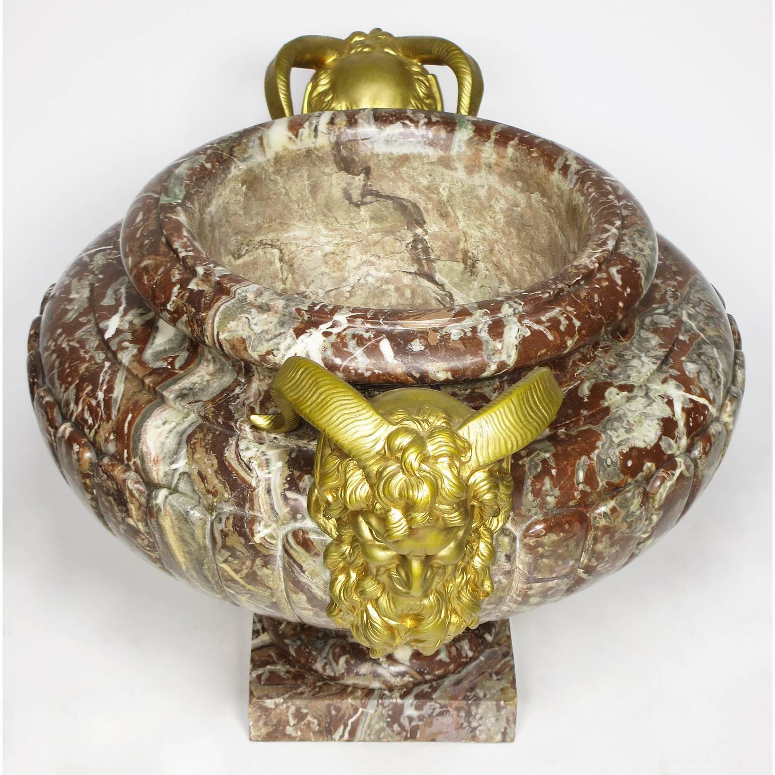 French 19th Century Louis XV Style Marble and Gilt Bronze-Mounted Planter-Urn 2