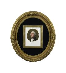 Paire de plaques en porcelaine du 19e siècle représentant George et Martha Washington