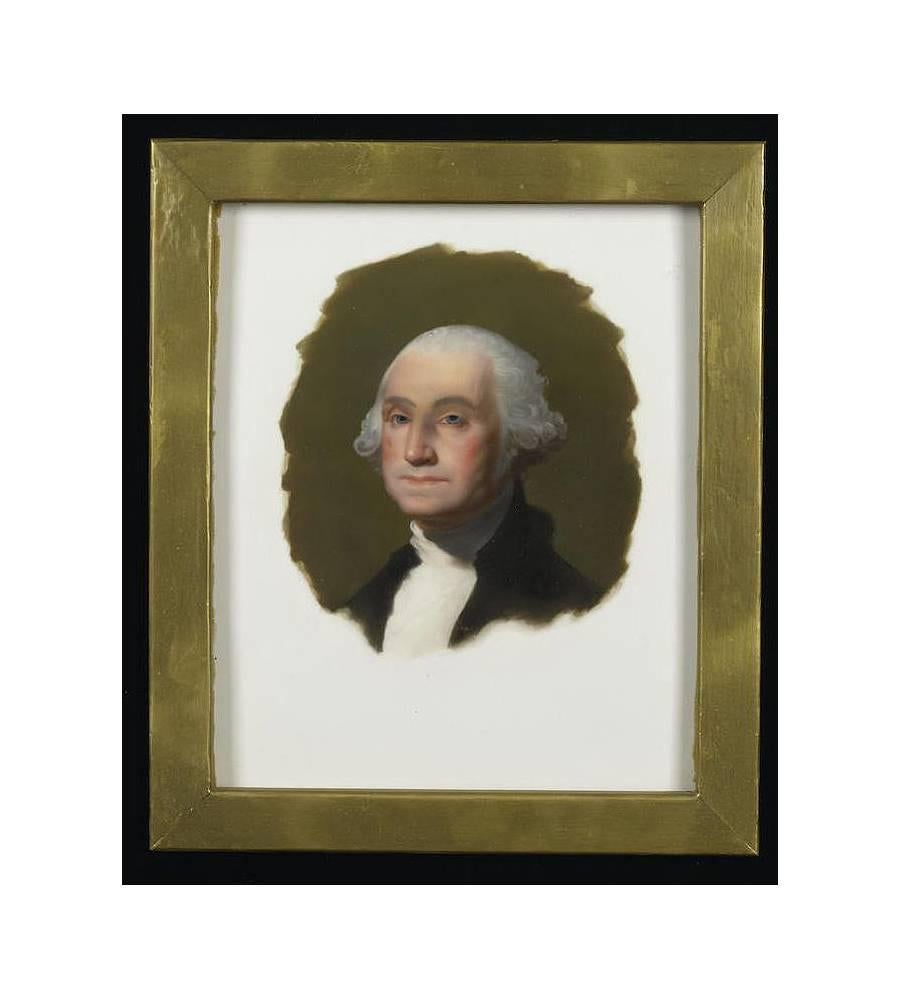 Allemand Paire de plaques en porcelaine du 19e siècle représentant George et Martha Washington en vente
