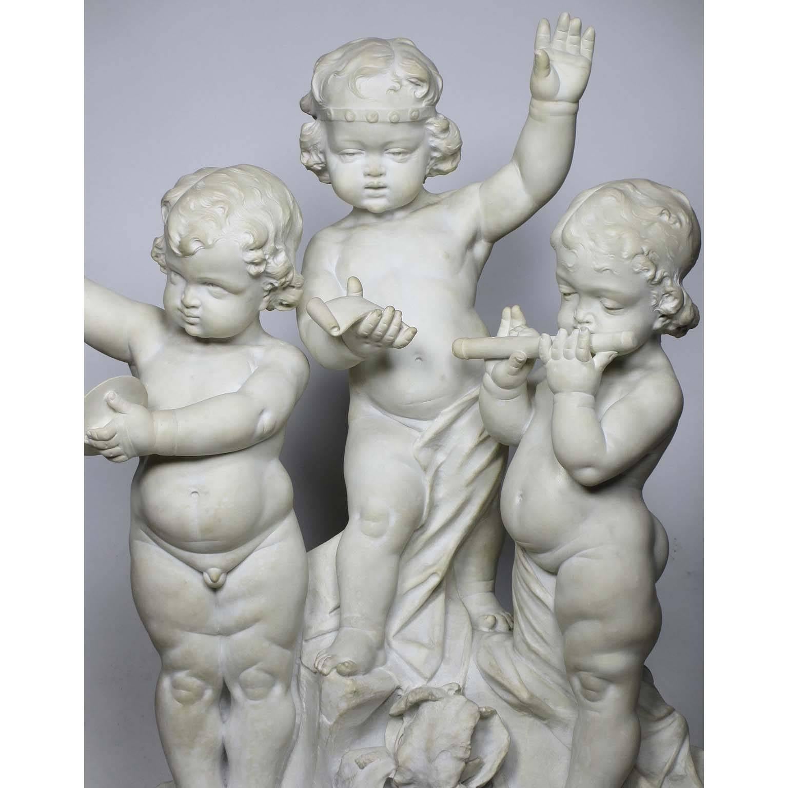 Charming Italian 19th Century Carrara Marble Group 