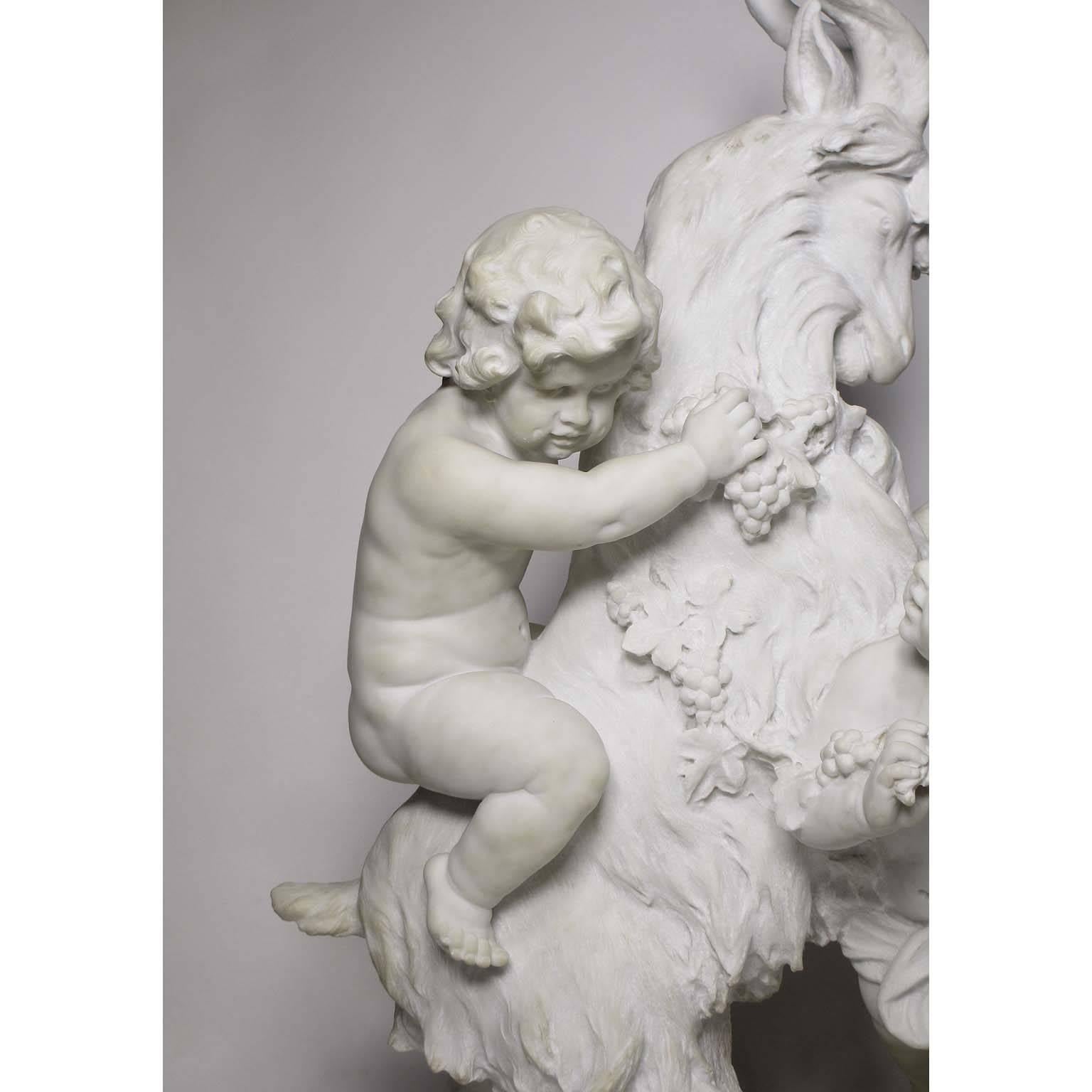 A very fine and charming Italian 19th century carved Carrara Marble Group 