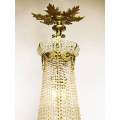 French 19th-20th Century Louis XVI Style Gilt Bronze and Cut-Glass Chandelier