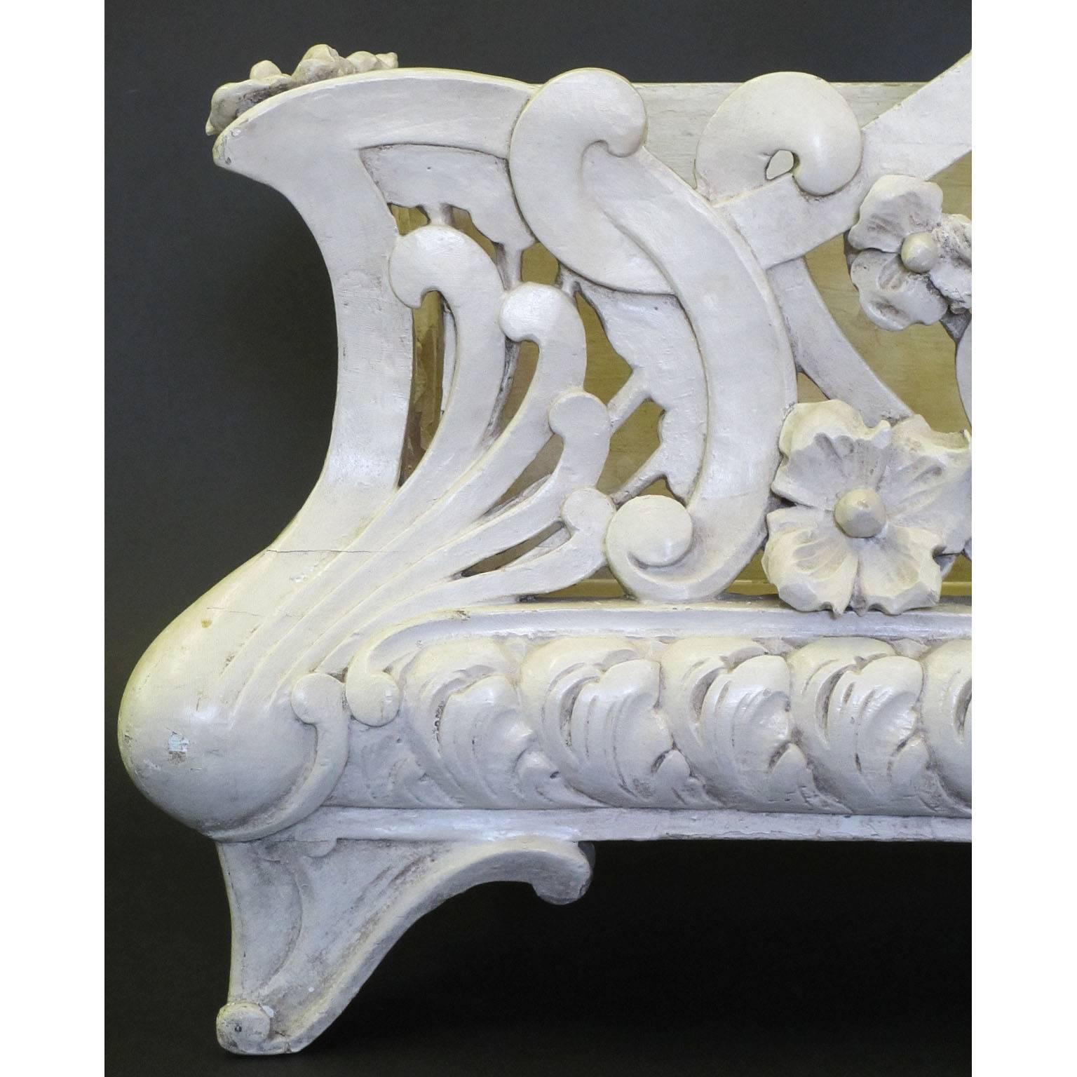 A fine French 19th-20th century Art-Nouveau (1885-1917) white-painted carved wood planter - Jardiniere, in the manner of Hector Guimard (French, 1867-1942). The rectangular body with rounded edges and carvings of flowers and scrolls, raised on