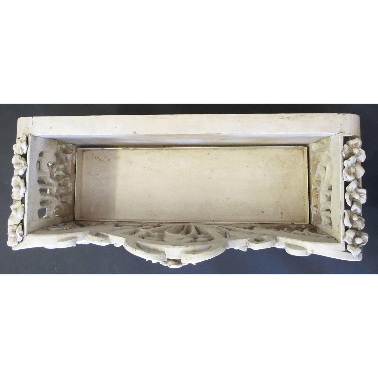 Zinc French Art-Nouveau Carved Wood Planter, Former Property of Oprah Winfrey