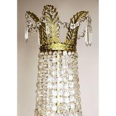 French 19th-20th Century Empire Style Gilt Metal and Cut-Glass Chandelier