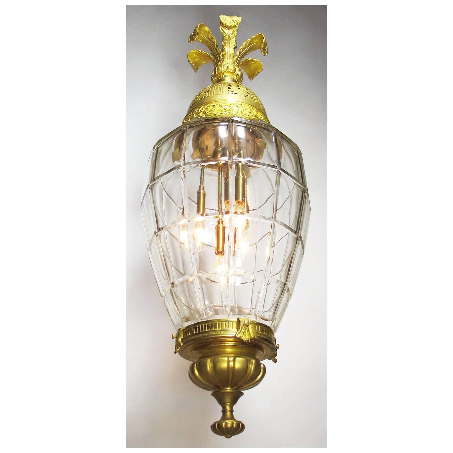 Gilt Fine French 19th-20th Century Belle ÉPoque Lantern, Attributed to Baccarat For Sale