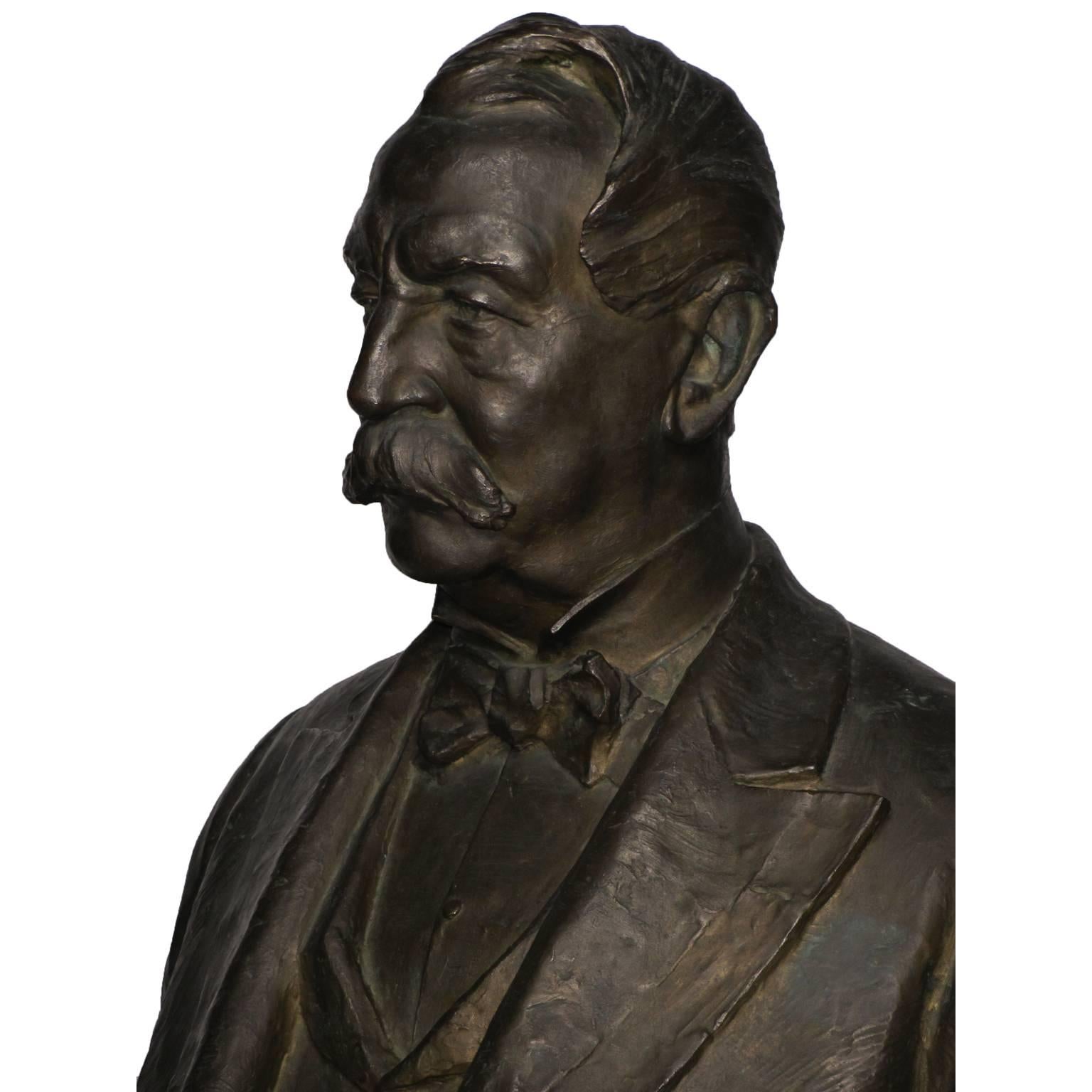 A very fine and larger-than-life and very realistic museum quality patinated bronze bust of President William H. Taft (1857–1930) by Frederick Ernst Triebel (American, 1865-1944) cast by Nelli Foundry in Rome, Italy. William H. Taft, the 27th