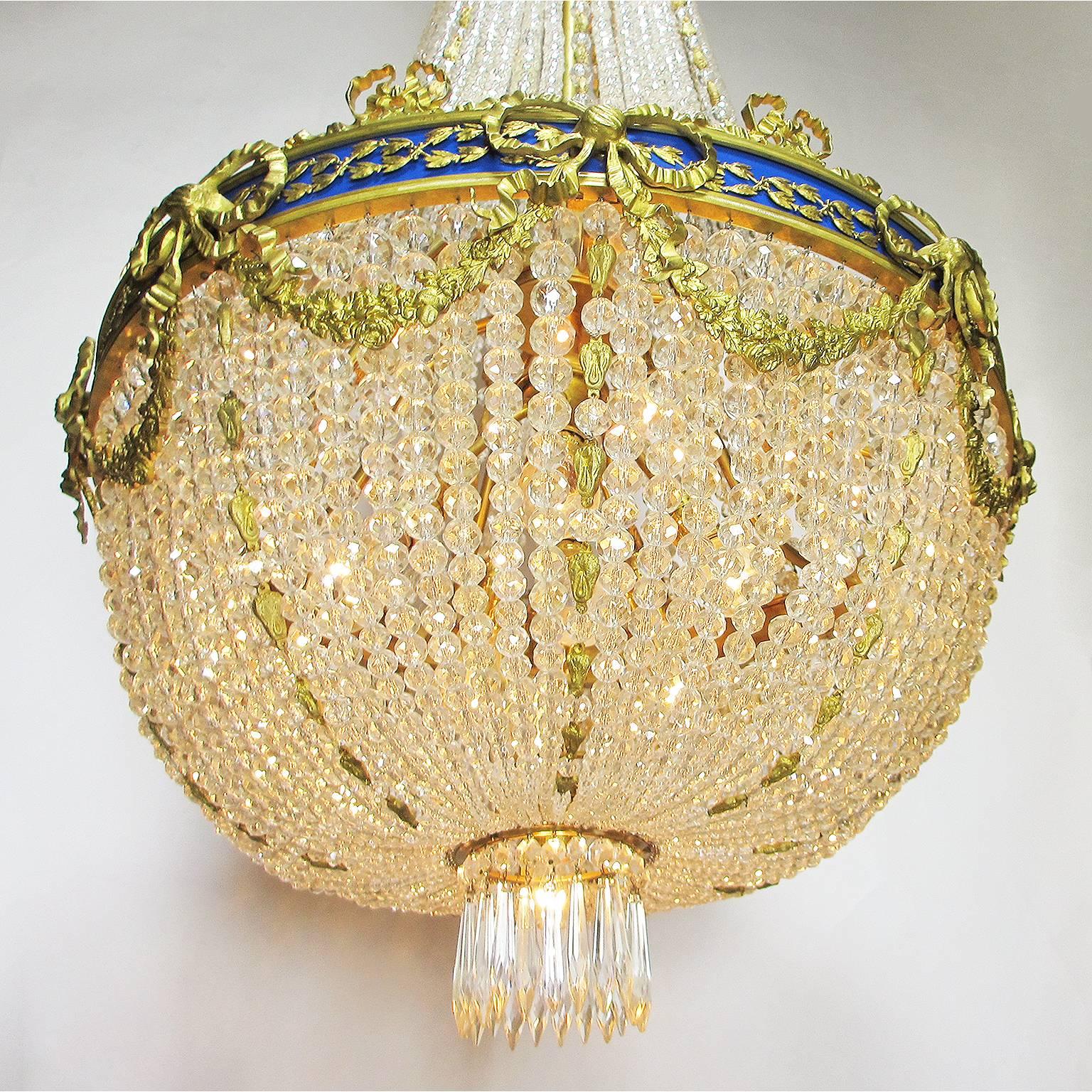 Empire Revival Fine French Empire Style 19th-20th Century Gilt Bronze and Cut-Glass Chandelier