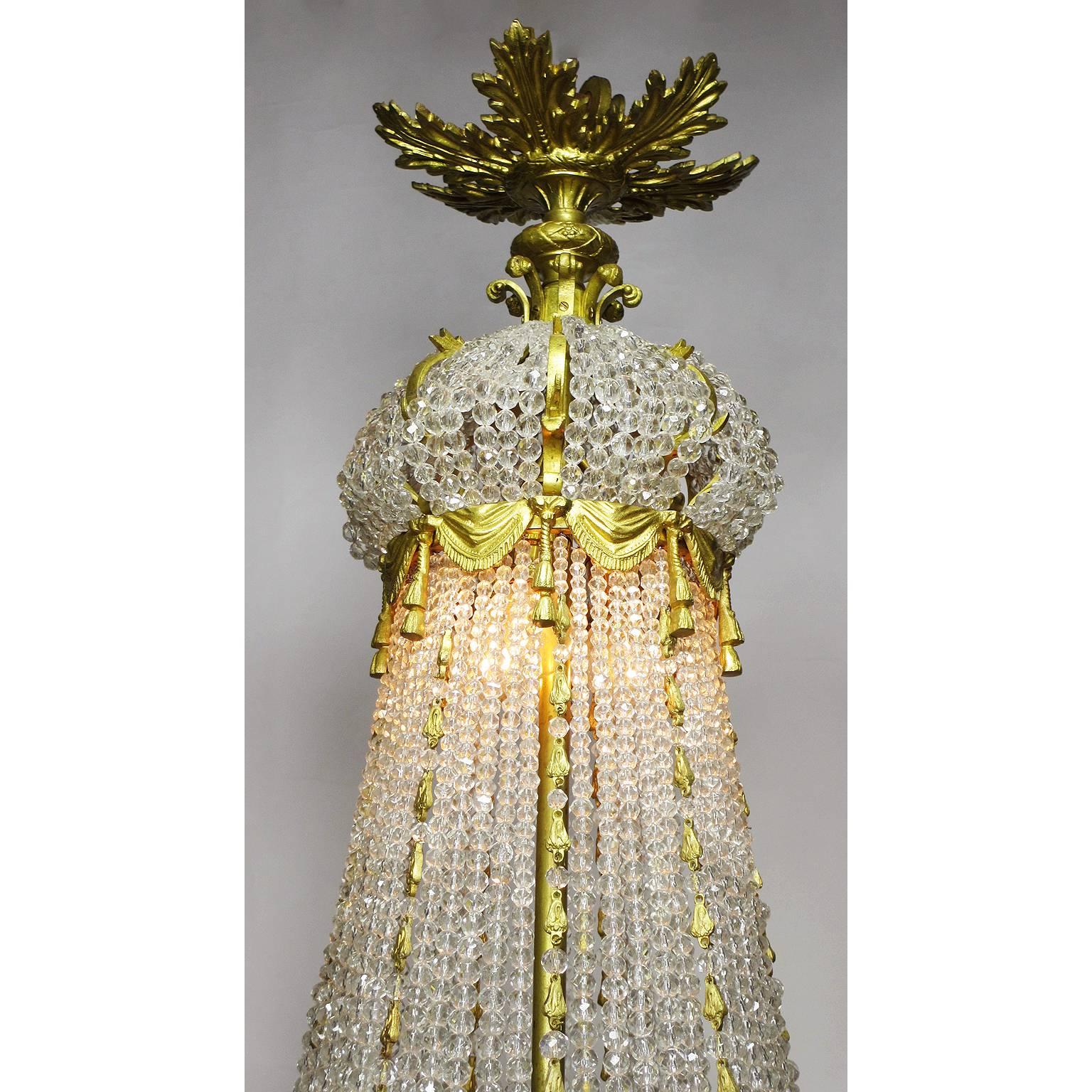 Early 20th Century Fine French Empire Style 19th-20th Century Gilt Bronze and Cut-Glass Chandelier