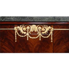 Fine French Empire Style Mahogany Marquetry & Gilt-Bronze Mounted Buffet Server