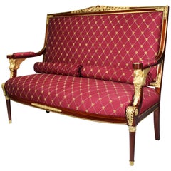 A Fine French 19th Century 3-Piece Empire Style Gilt-Bronze Mounted Salon Suite