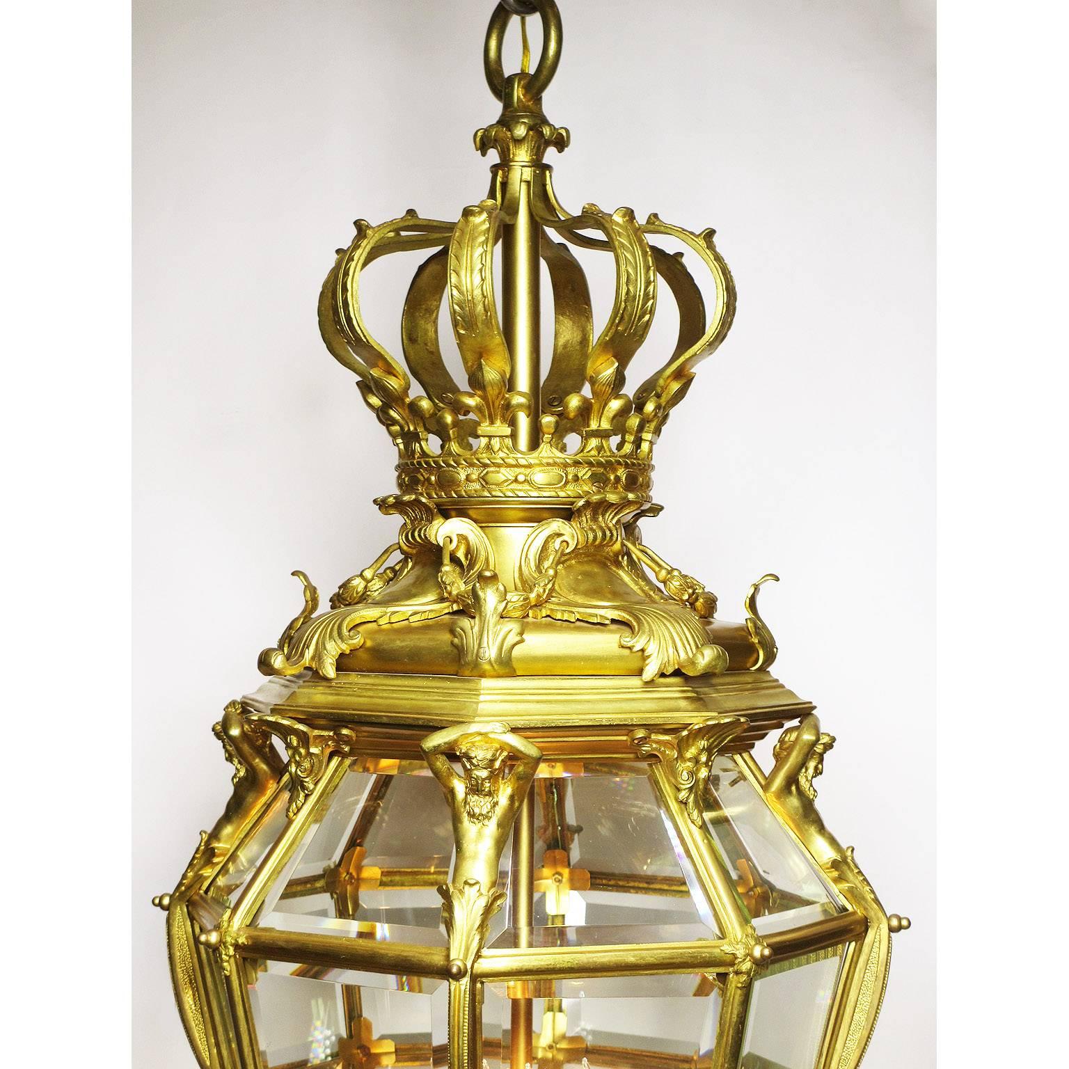 A fine and large French Louis XIV style 19th century gilt-bronze and beveled glass 