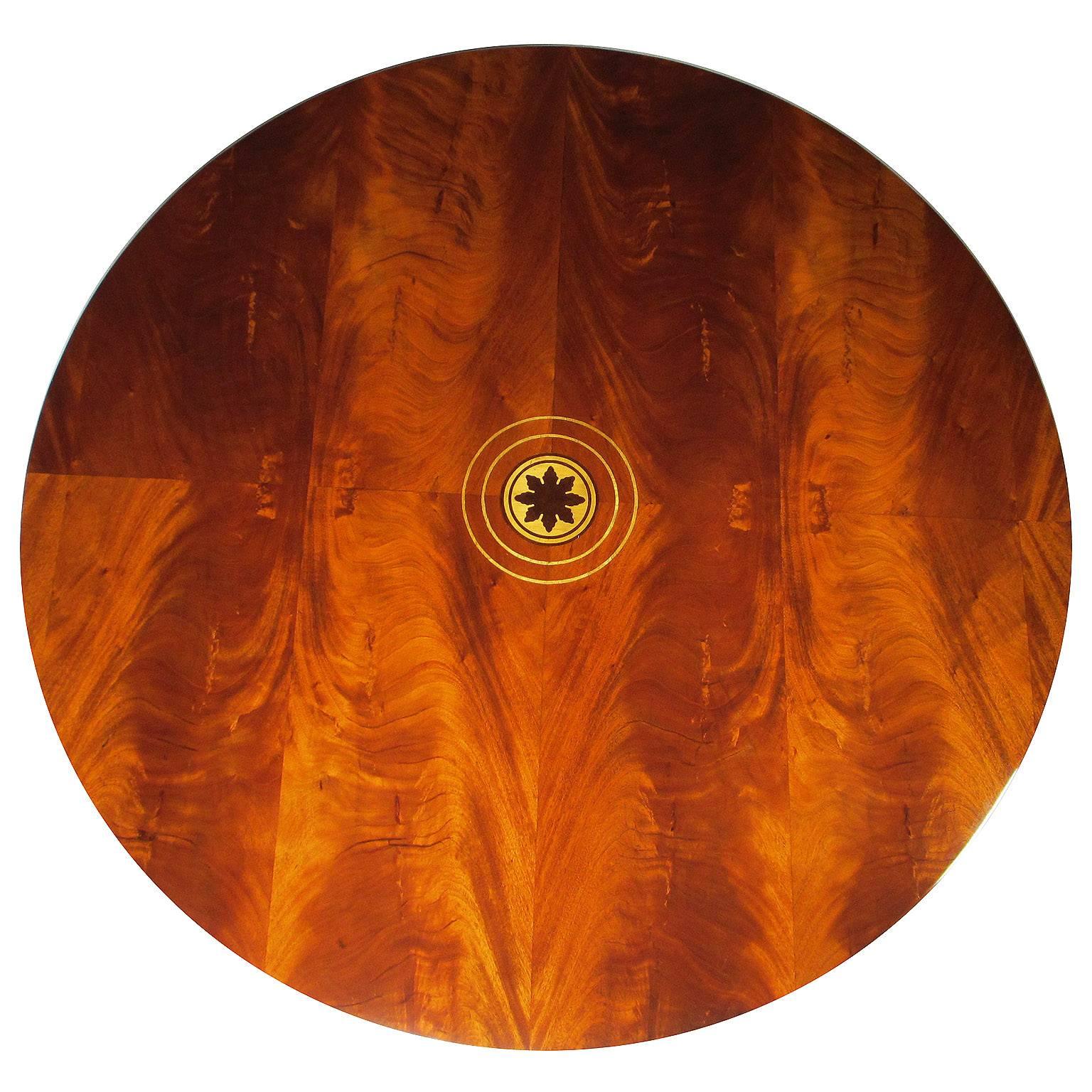 Carved Fine & Rare 19th Century Mahogany Marquetry Biedermeier Style Center Hall Table For Sale
