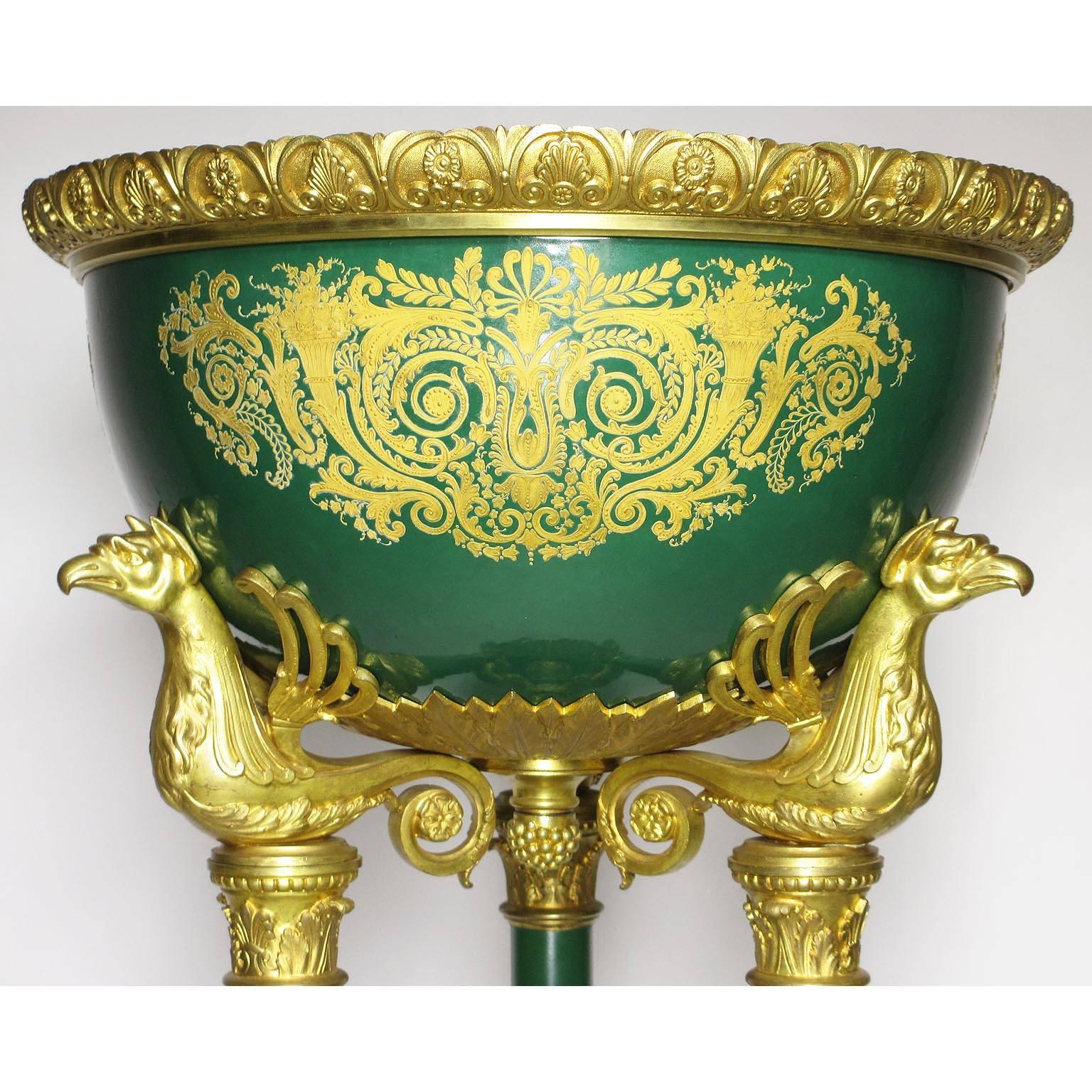 Egyptian Revival Fine French 19th Century Napoleon III Gilt Bronze-Mounted Porcelain Planter