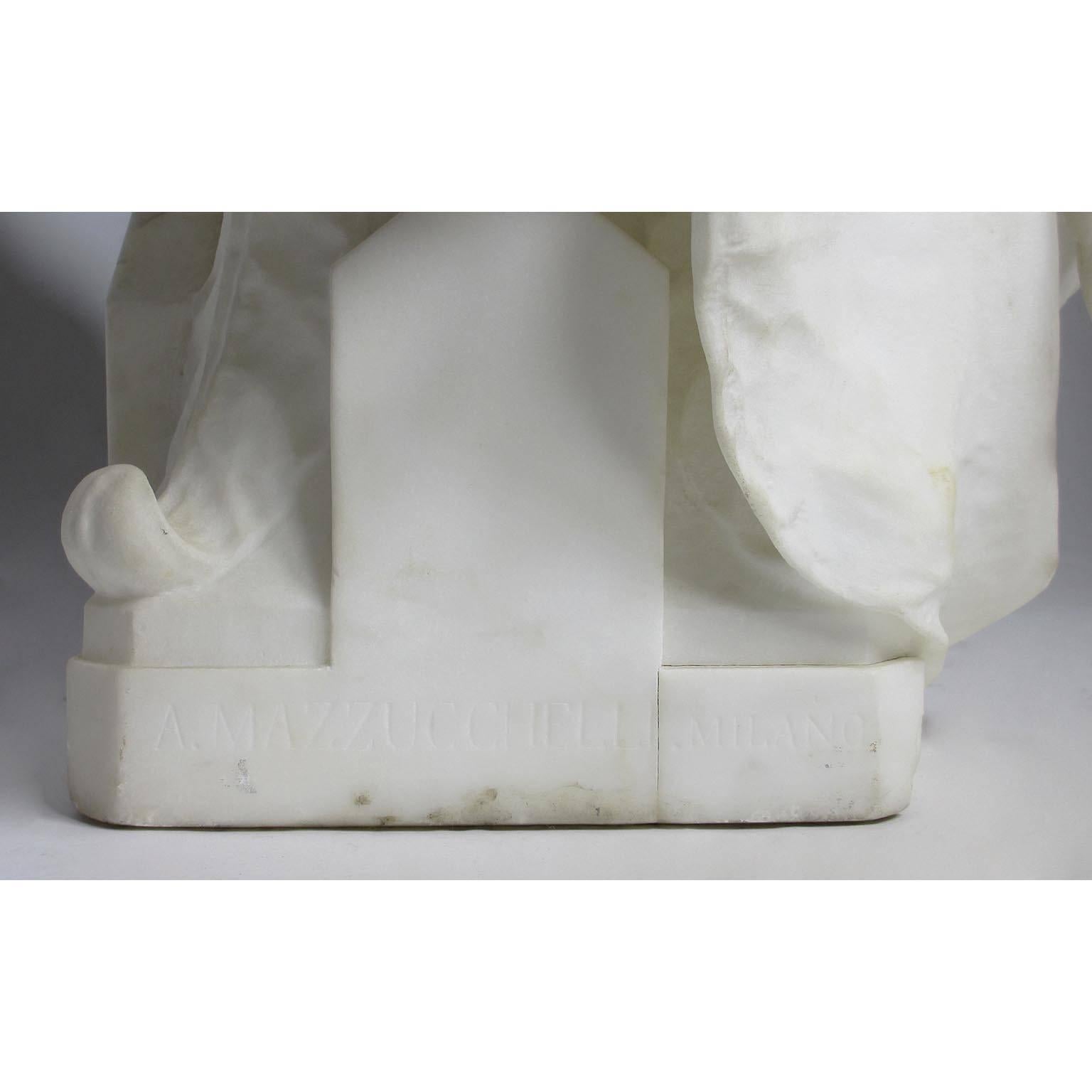 Sculpture italienne en marbre grandeur nature du 19ème siècle « Mère et enfant » par A. Mazzucchelli en vente 2