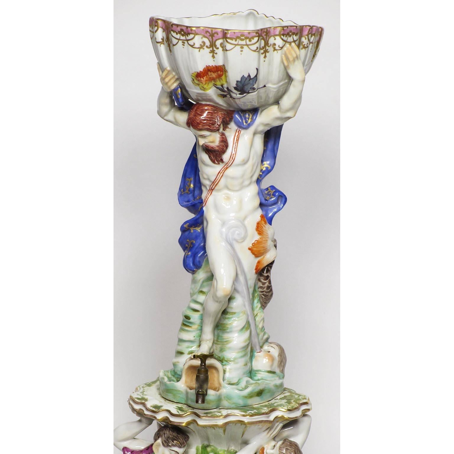 Baroque Revival Fine and Rare German 19th Century Figural Porcelain Liquor Dispenser Fountain For Sale