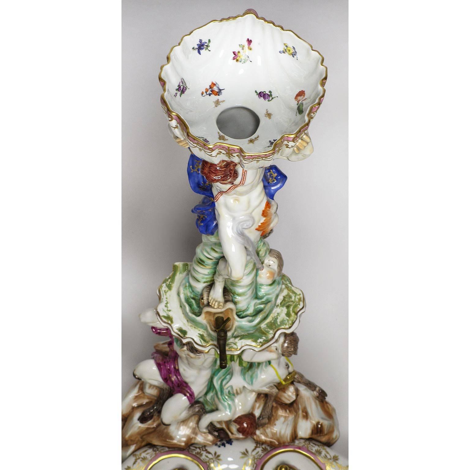 Painted Fine and Rare German 19th Century Figural Porcelain Liquor Dispenser Fountain For Sale