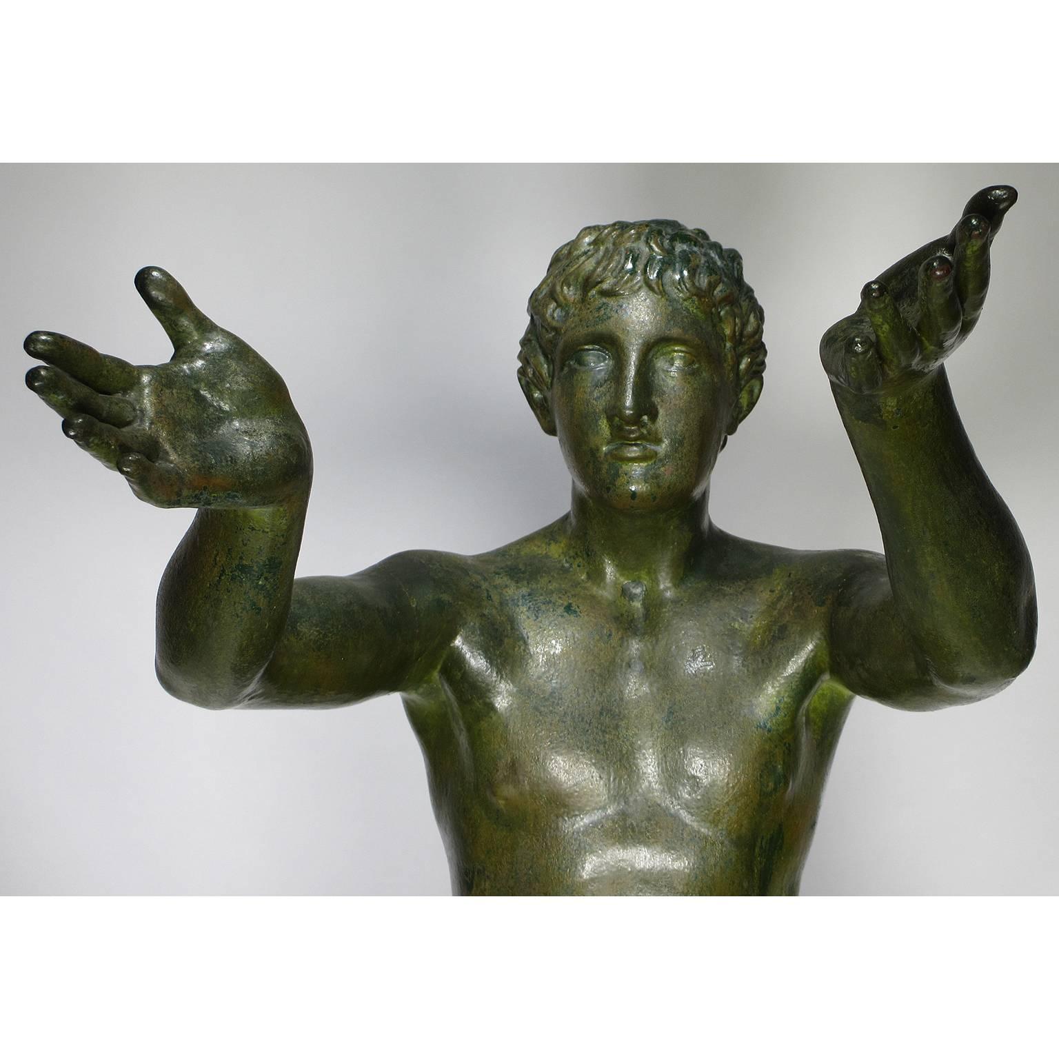 Italian Large Pair of Neoclassical Greco Roman Style 19th Century Cast-Iron Figures
