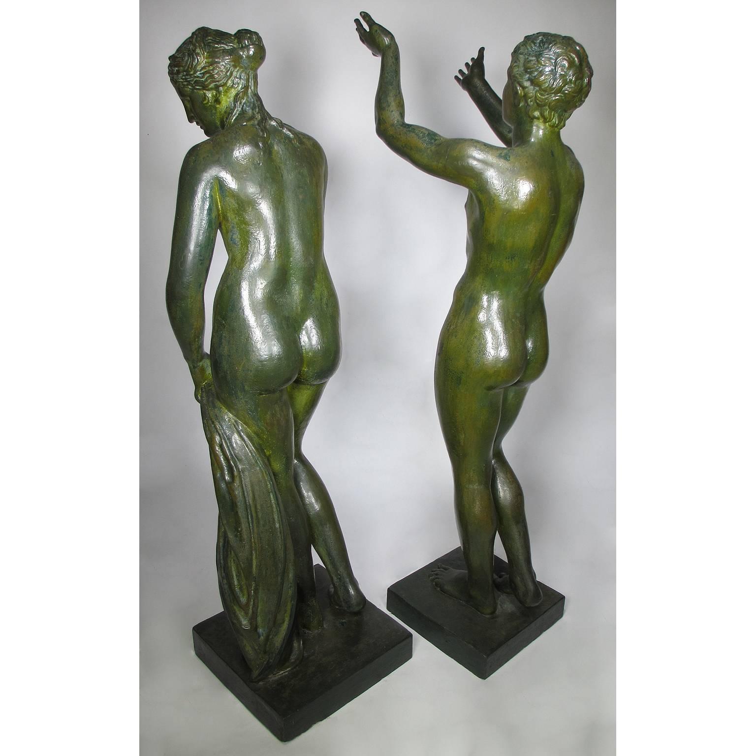 Large Pair of Neoclassical Greco Roman Style 19th Century Cast-Iron Figures 4
