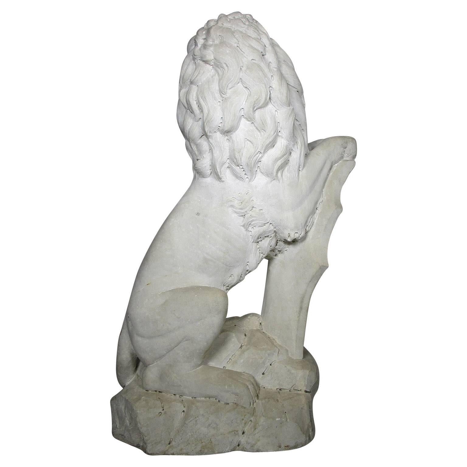 Palatial Pair of English Baroque Style 19th Century Carved Marble Sitting Lions For Sale 6