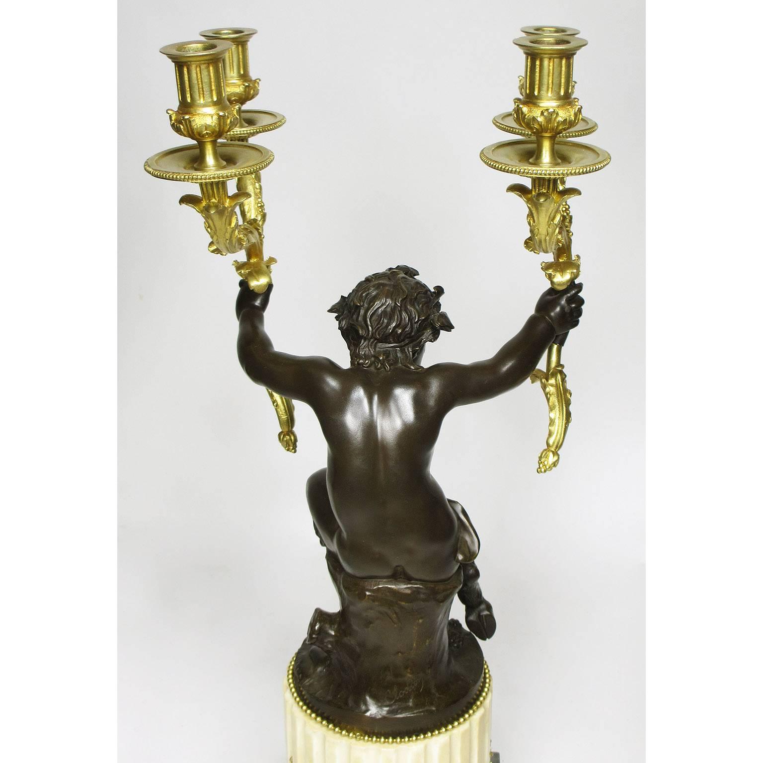 Fine Pair of French 19th Century Gilt and Patinated Bronze Figural Candelabra For Sale 1