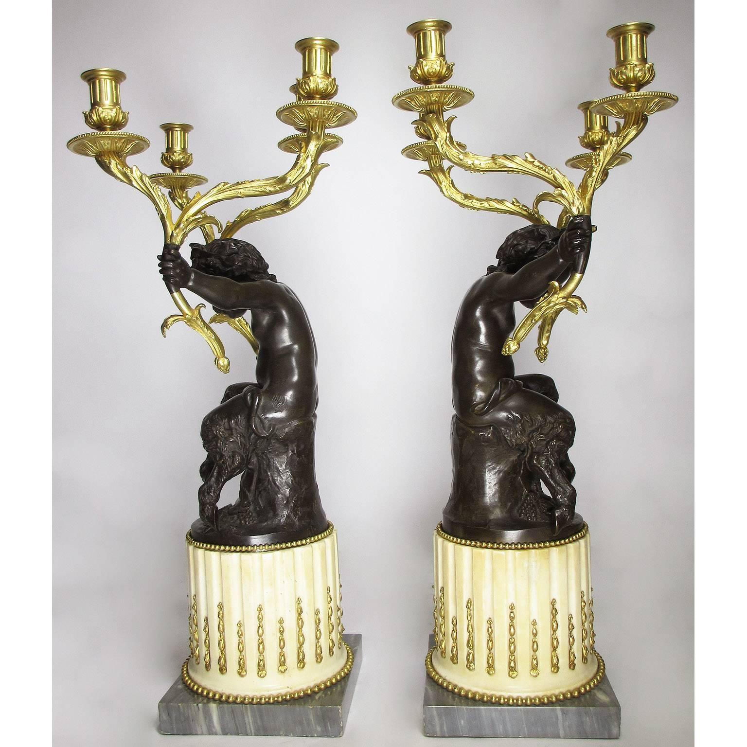 Fine Pair of French 19th Century Gilt and Patinated Bronze Figural Candelabra For Sale 4