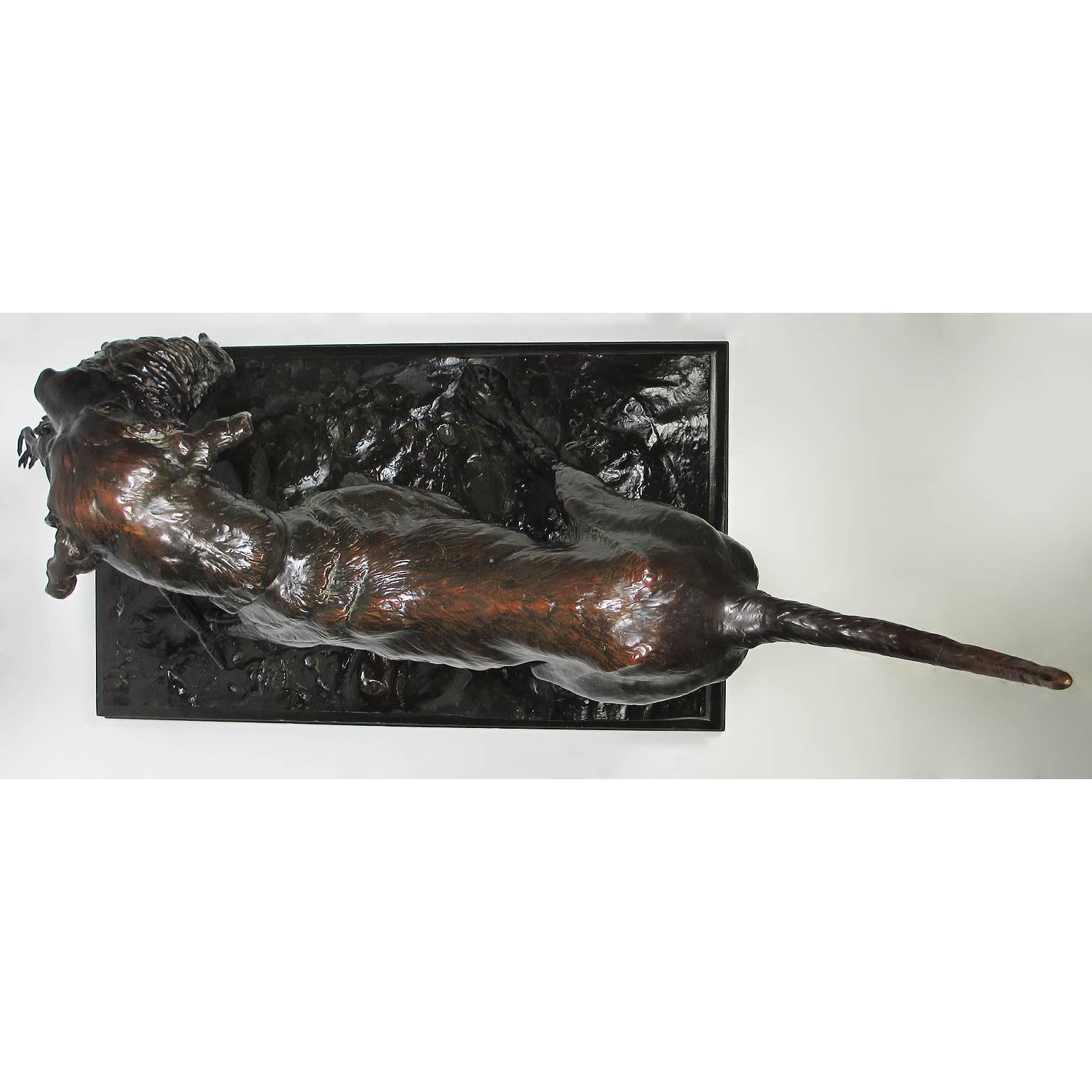 Emil Wünsche Hunting Sculpture of a Hound and Pheasant Prey For Sale 1