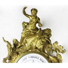 19th Century Louis XV Style Gilt-Bronze Cartel Barometer by A. Crin, a Paris