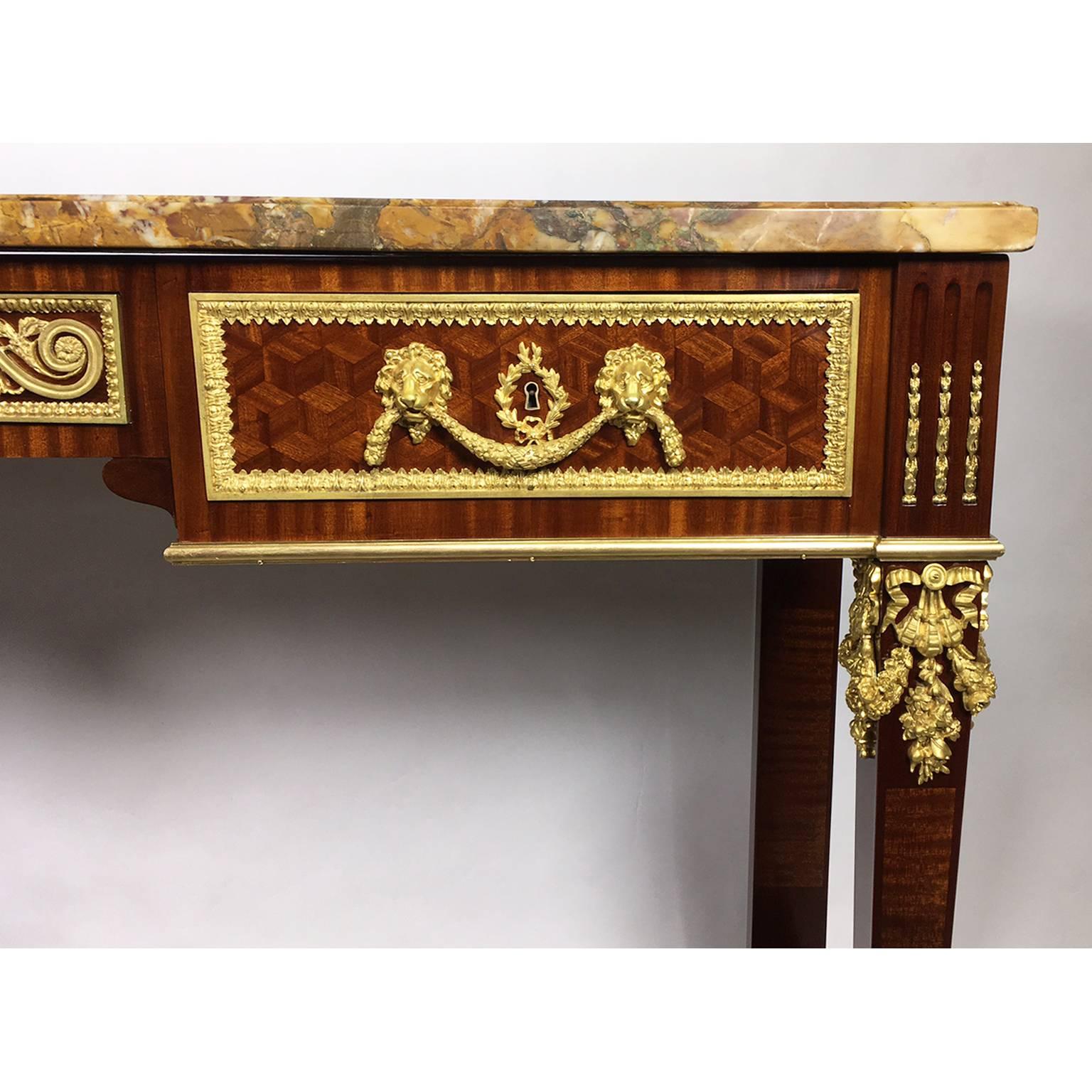 French 19th-20th Century Louis XVI Style Gilt-Bronze Mounted Console Table by Forest