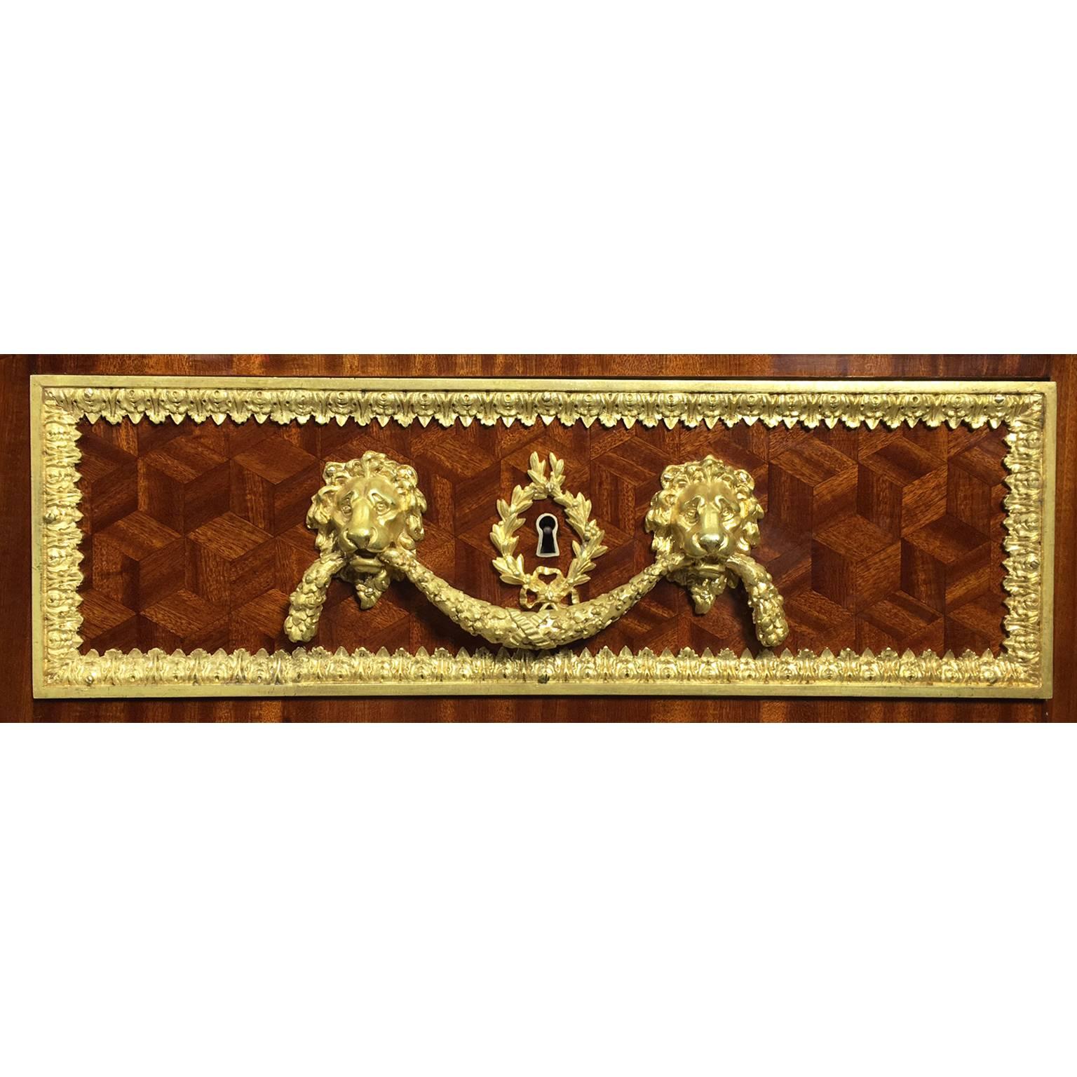 Carved 19th-20th Century Louis XVI Style Gilt-Bronze Mounted Console Table by Forest