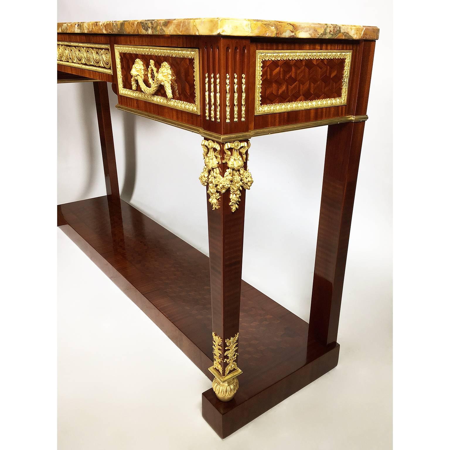 Early 20th Century 19th-20th Century Louis XVI Style Gilt-Bronze Mounted Console Table by Forest
