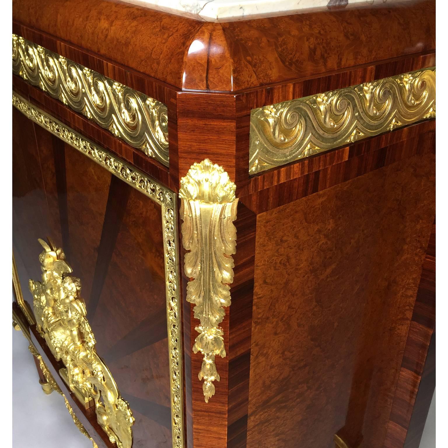 Veneer French 19th-20th Century Louis XVI Style Belle Époque Ormolu-Mounted Cabinet For Sale