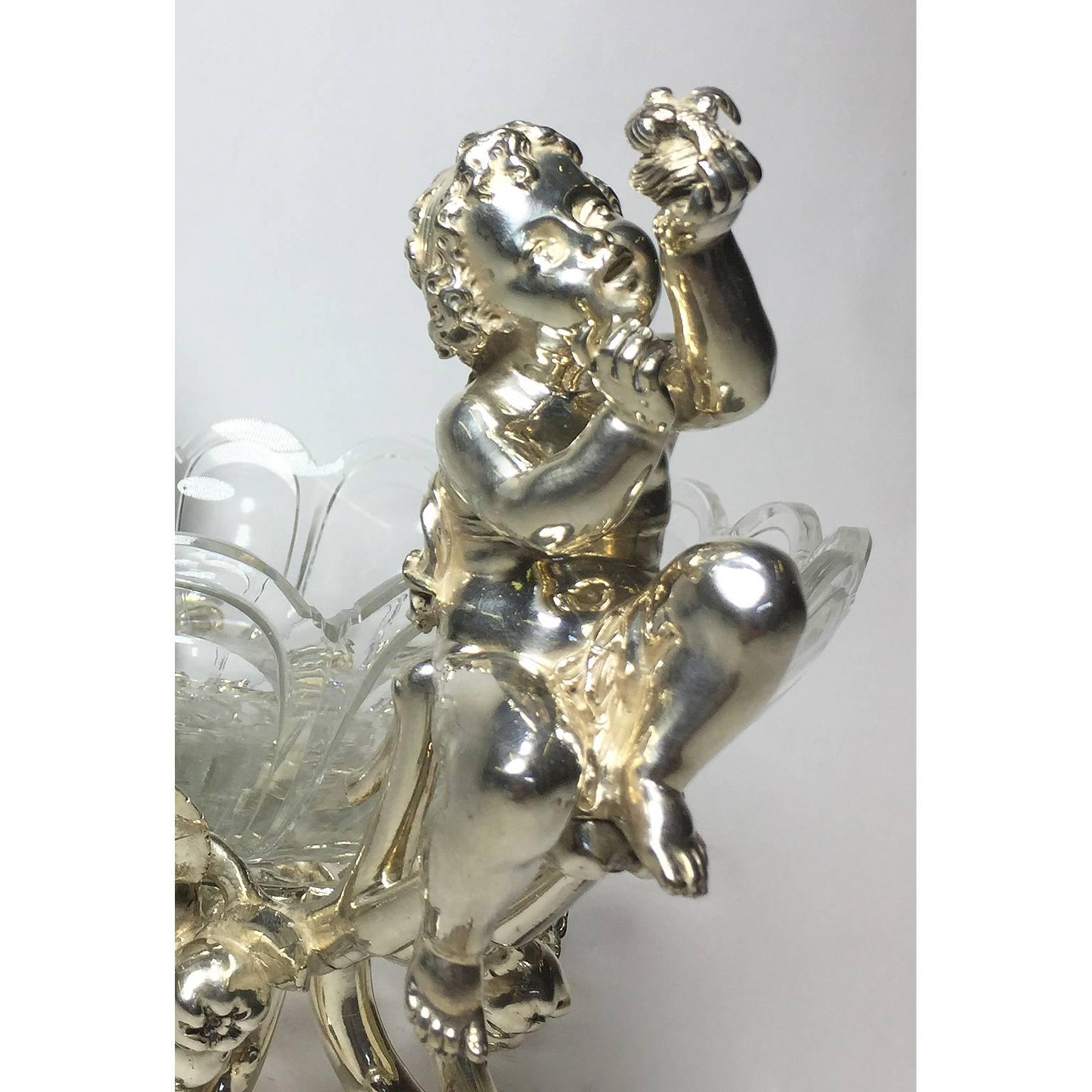 Bronze French 19th-20th Century Louis XV Style Silvered Christofle & Cie Centerpiece For Sale