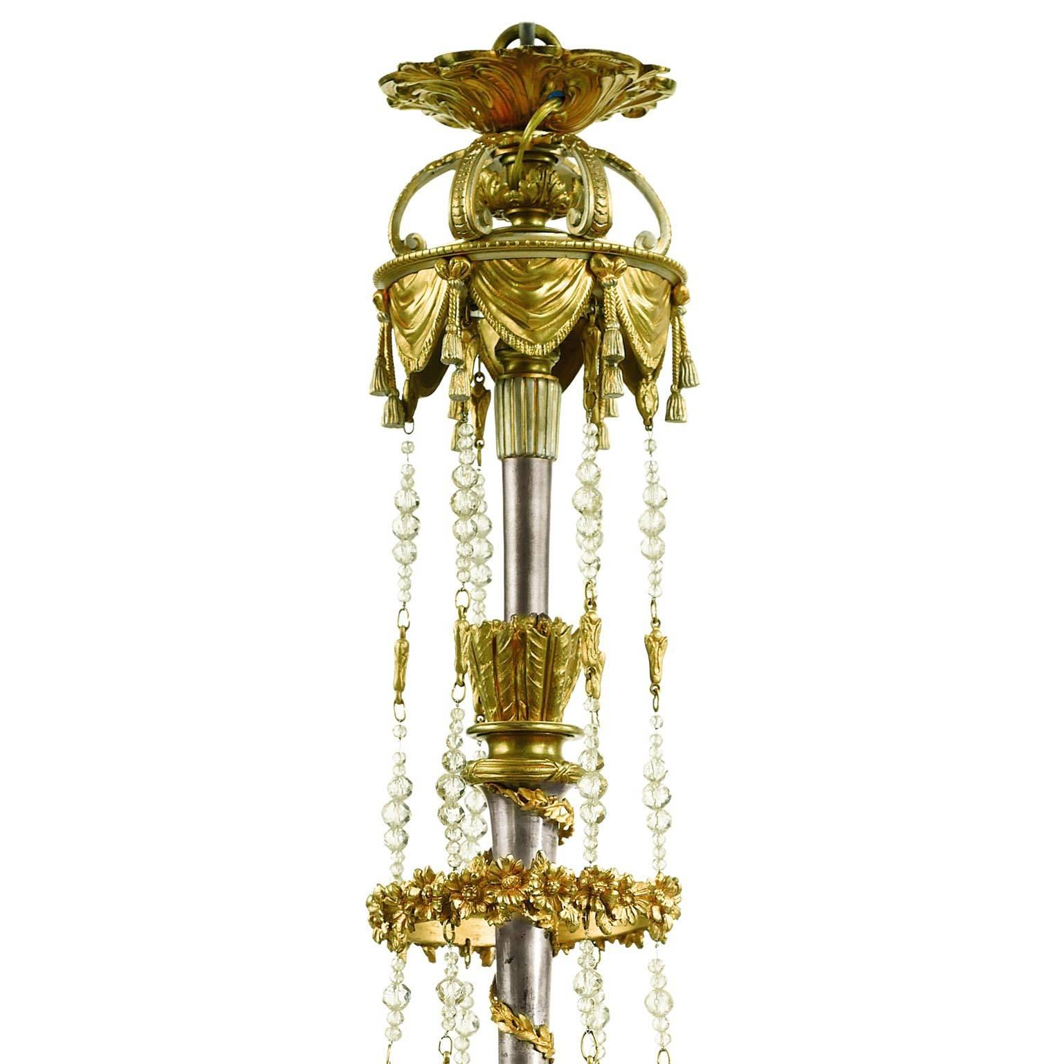 Steel French 19th Century Louis XV Style Gilt Bronze Chandelier After Pierre Gouthiere For Sale