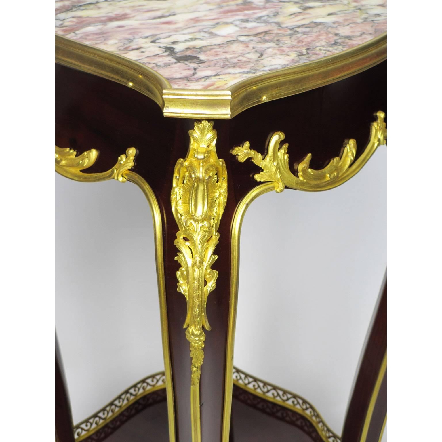 Carved Fine French 19th-20th Century Louis XV Style Gilt Bronze-Mounted Side Table