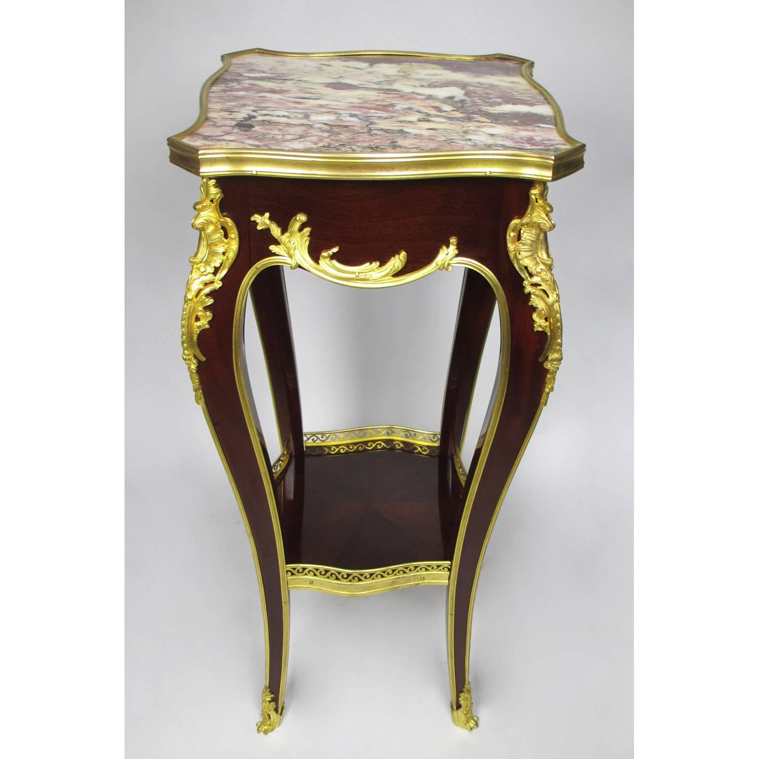 Fine French 19th-20th Century Louis XV Style Gilt Bronze-Mounted Side Table In Good Condition In Los Angeles, CA