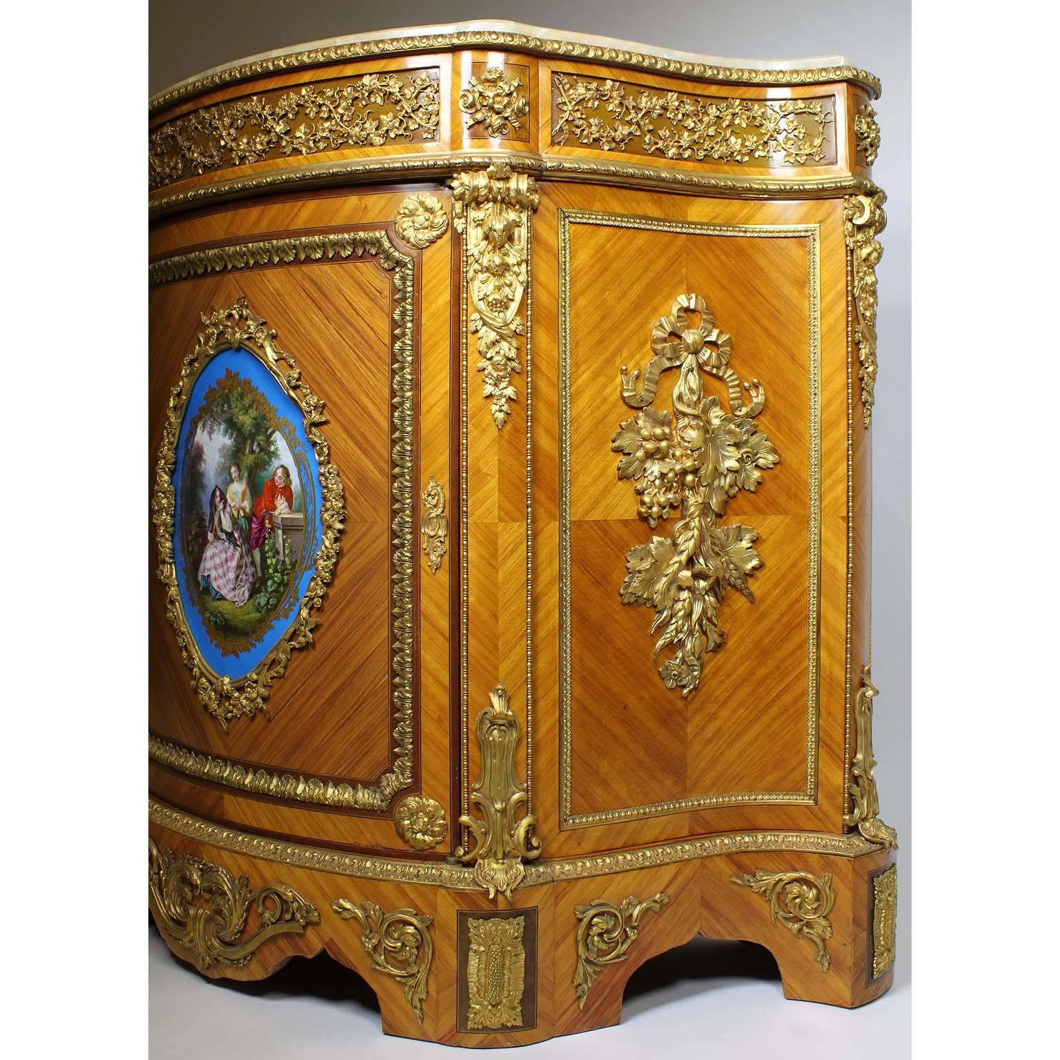 French Louis XVI Style Ormolu and Sèvres Style Porcelain Mounted Meuble d'Appui  2