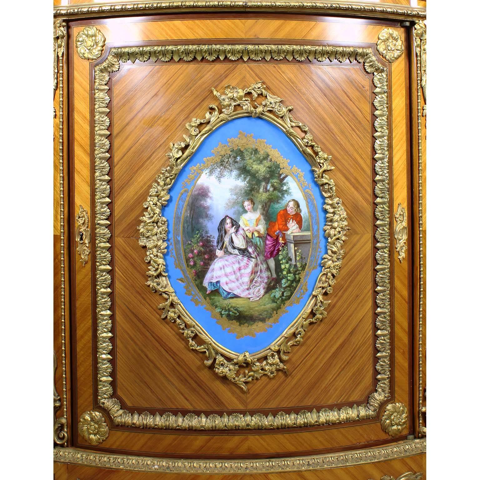 French Louis XVI Style Ormolu and Sèvres Style Porcelain Mounted Meuble d'Appui  In Excellent Condition In Los Angeles, CA