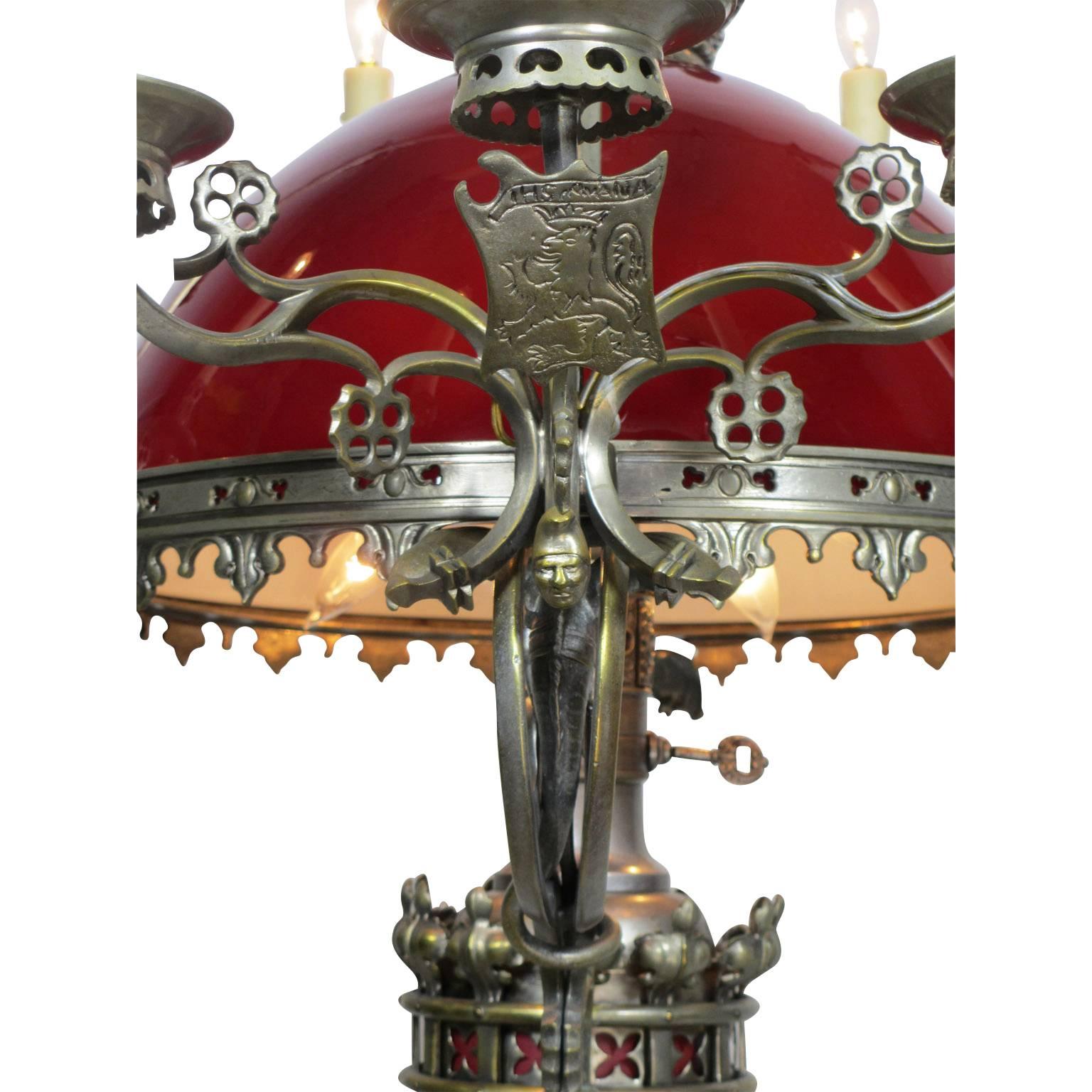 Gothic Revival Large Anglo-French 19th-20th Century Gothic-Revival Style Figural Chandelier