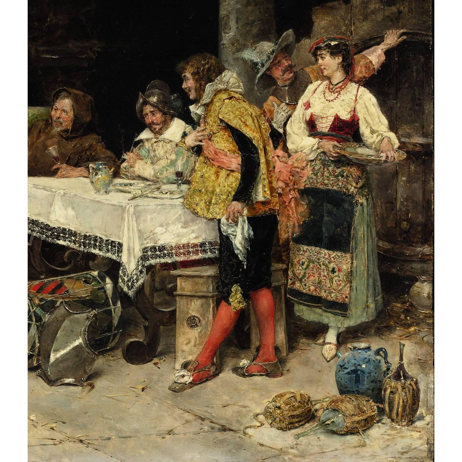 Matteo Matteo Lovatti, 19. Jahrhundert, Öl auf Tafel, Besuch eines jungen Prinzen (Italienisch) im Angebot