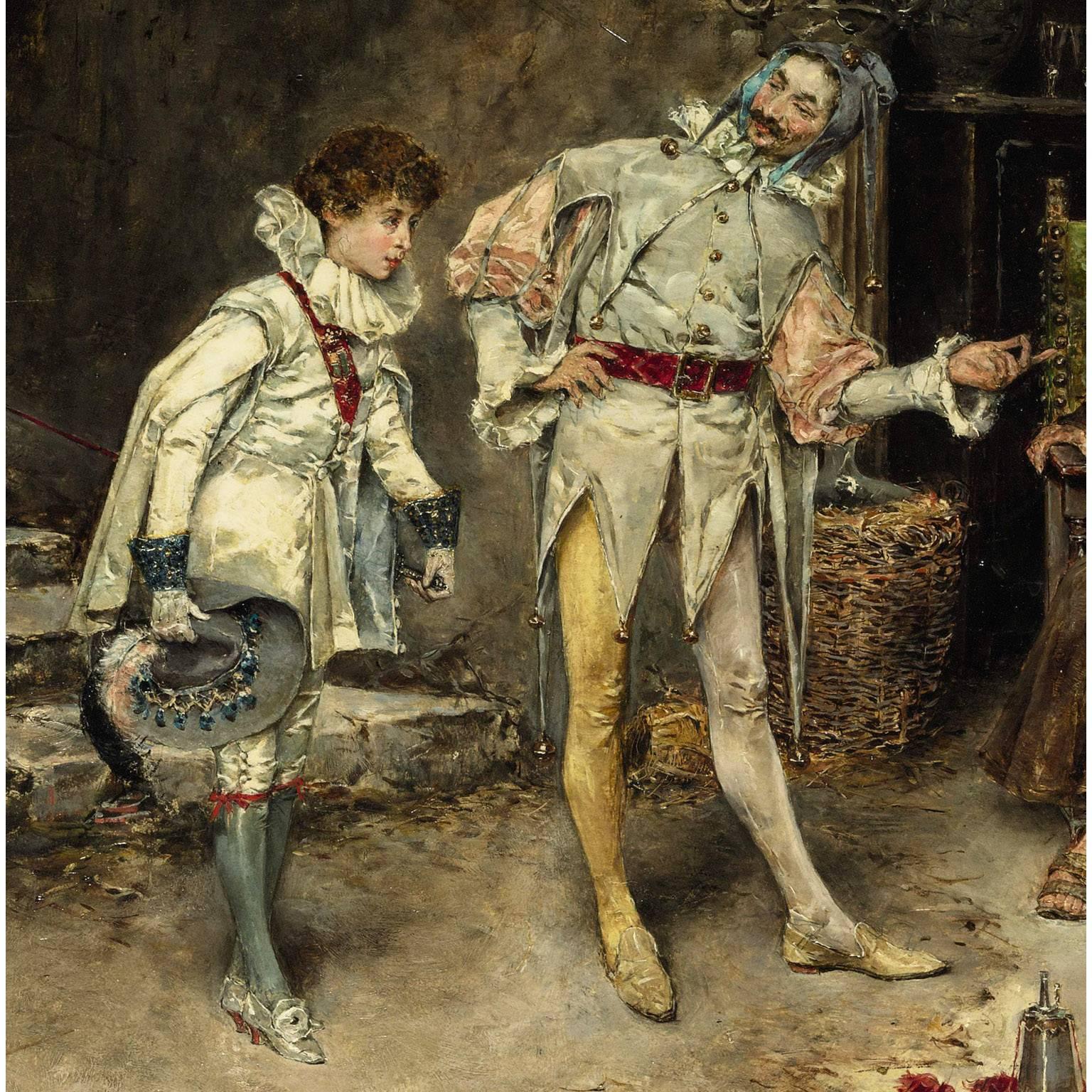 Matteo Lovatti Olio su pannello del XIX secolo Visita del giovane principe In condizioni buone in vendita a Los Angeles, CA
