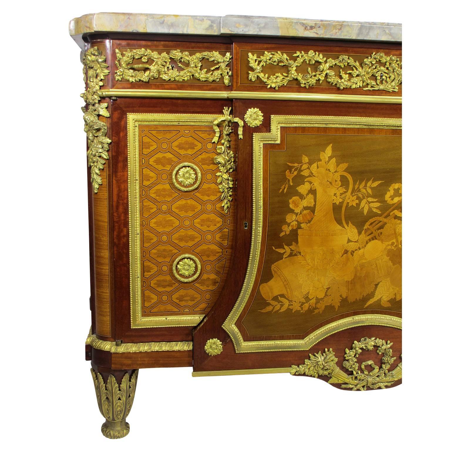 Fine French 19th Century Louis XVI Style Gilt-Bronze Mounted Marquetry Commode For Sale 2