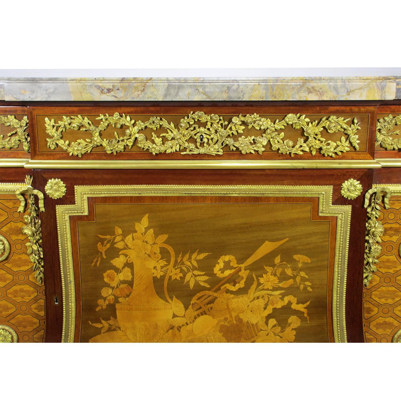 Fine French 19th Century Louis XVI Style Gilt-Bronze Mounted Marquetry Commode For Sale 3