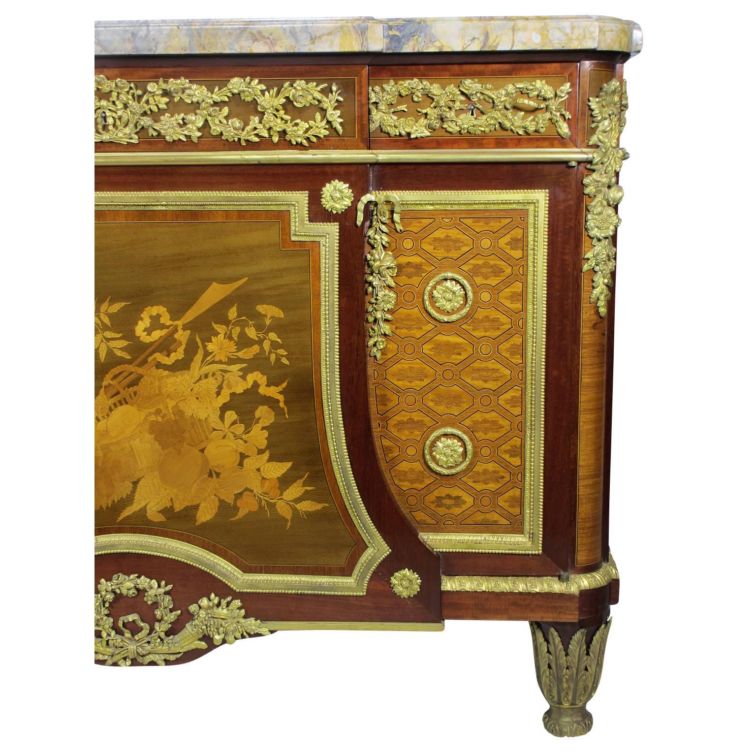 Fine French 19th Century Louis XVI Style Gilt-Bronze Mounted Marquetry Commode For Sale 4