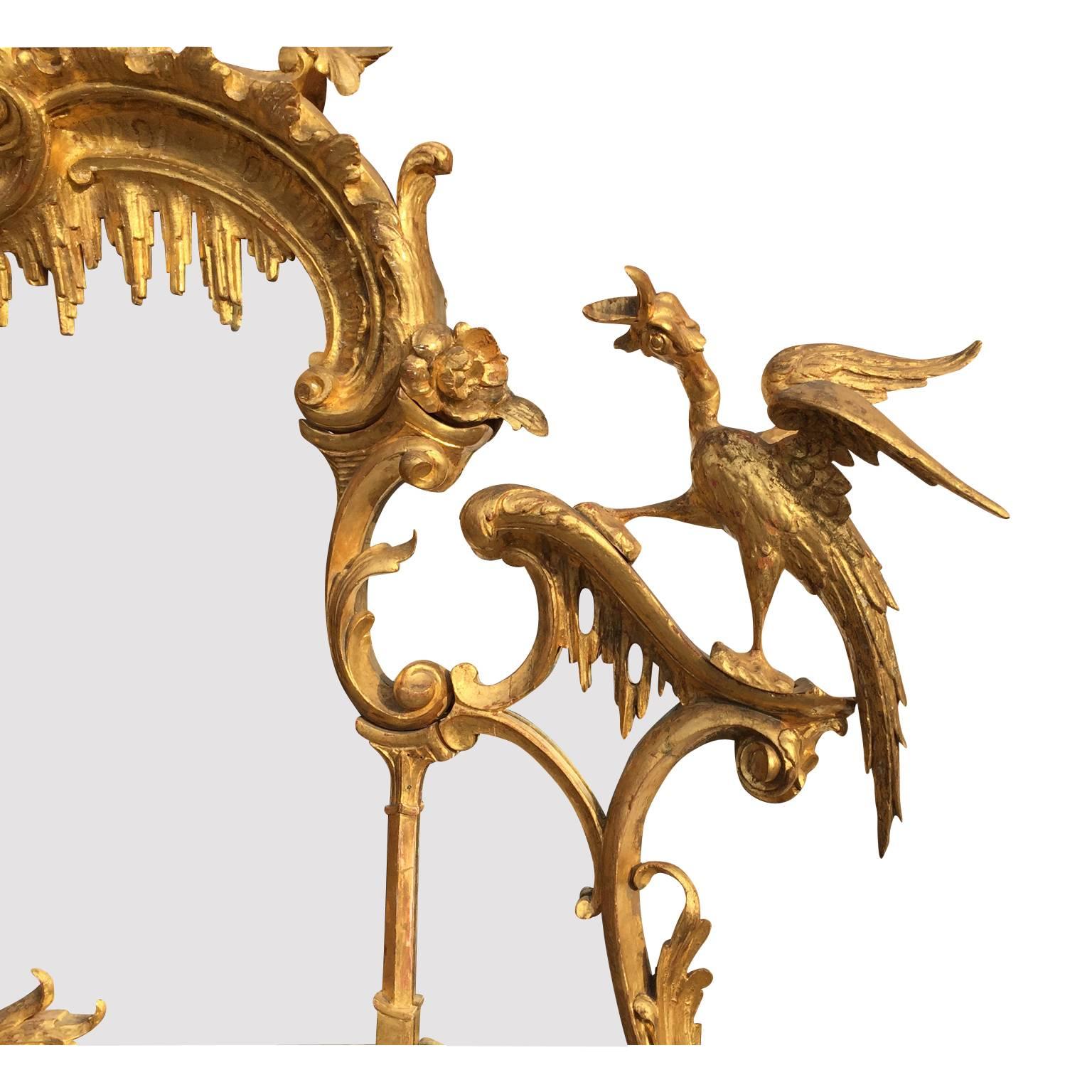 Fine 19th Century Chippendale Style Gilt Wood Carved Mirror after Thomas Johnson In Excellent Condition In Los Angeles, CA
