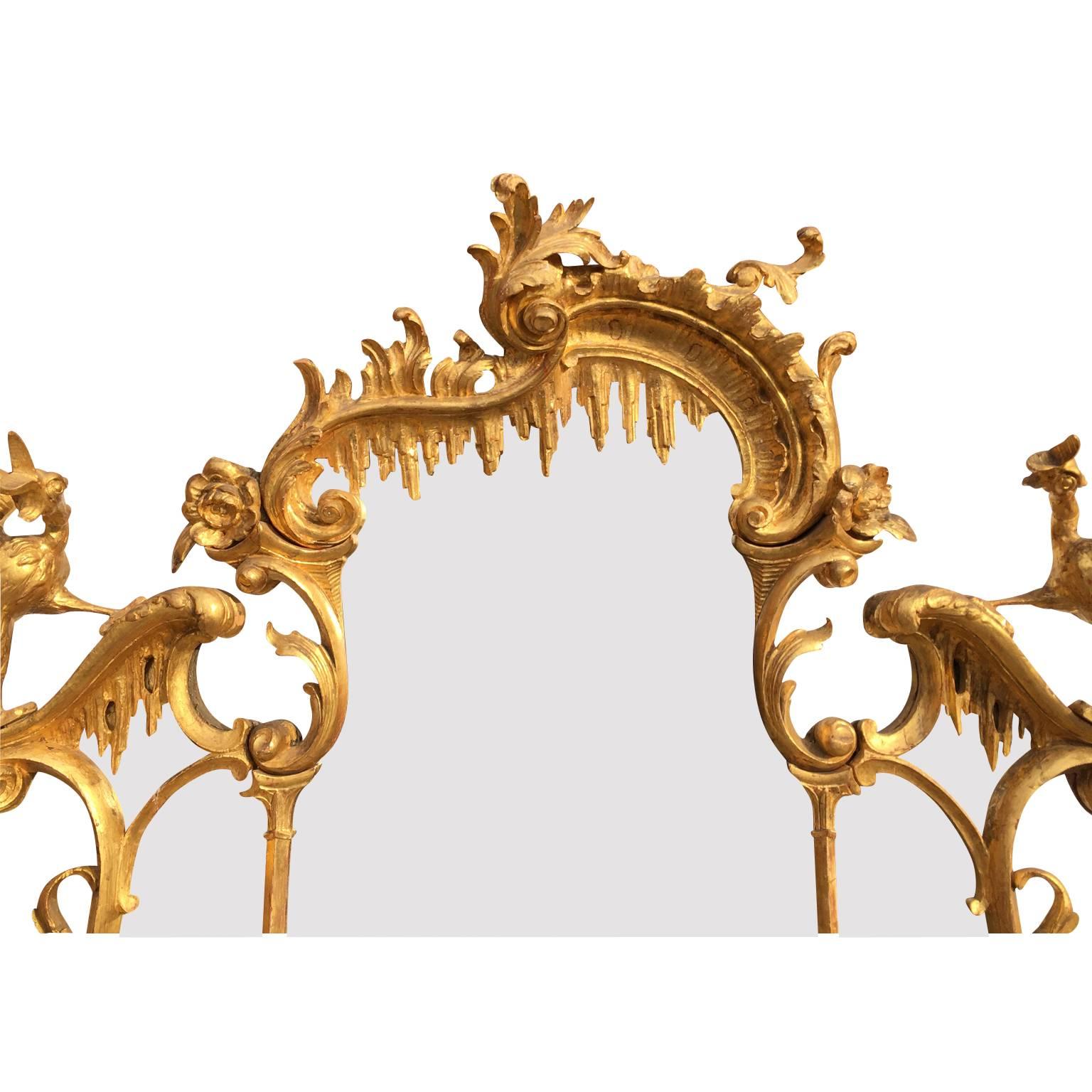 Fine 19th Century Chippendale Style Gilt Wood Carved Mirror after Thomas Johnson 1