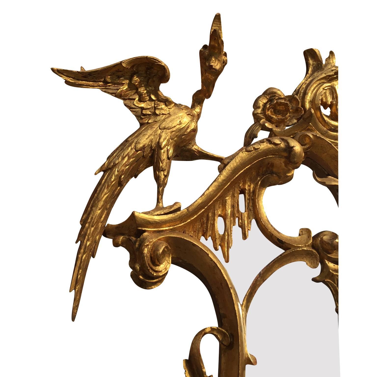 Fine 19th Century Chippendale Style Gilt Wood Carved Mirror after Thomas Johnson 3